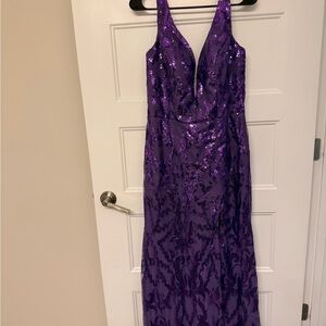 Elegant Purple Sequin Dress